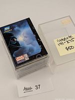 Stack of Star Wars Galaxy Series 2 cards in clear case, numbered note visible
