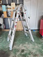 Full view of ladder set in A-frame position