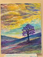 Full view of signed acrylic landscape painting on canvas