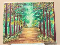 Full view of forest pathway painting