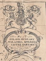 Close-up of cartouche showing title, coat of arms, engraver detail