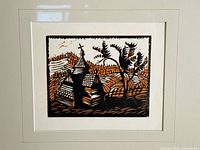 Framed view of print showing mat and entire composition