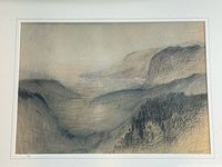 Close view of artwork showing landscape composition and texture