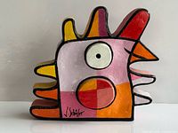 Front view of Jacqueline Schäfer colourful bird sculpture