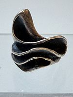 Front view of sculptural sterling ring