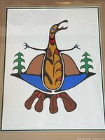 Full view of framed silkscreen print showing artwork, mat and frame