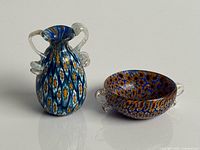 Miniature Murano millefiori vase and bowl front view