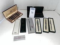 Overview of all seven Cross pen and pencil sets in cases