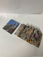 Front view of peacock notebook and six floral address books