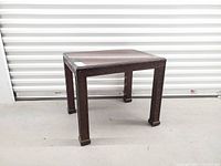 Full view of Henredon side table front and right side