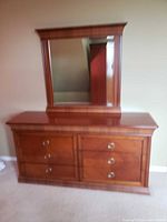 Front view of dresser with mirror attached