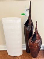 Front view of all three vases side by side
