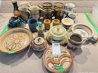 Group view of entire lot displaying variety of stoneware pieces