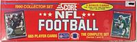 Front view of sealed 1990 Score NFL Football collector set box highlighting 665 player cards text