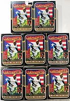 Front view showing Clemente artwork on seven of the sealed boxes