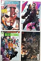 Front view of all four Deathstroke comics (#38 and #43, standard and variant covers)