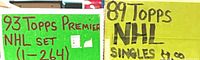 Labelled boxes: 93 Topps Premier set, 89 Topps singles