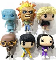 Front view of all six Funko Pop figures