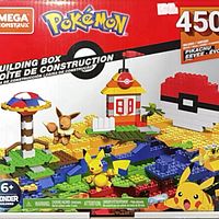 Front of sealed Mega Construx Pokémon Pikachu & Eevee 450-piece set box