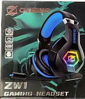 Front of retail box showing Ozeino ZW1 gaming headset image and branding