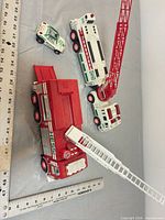 Top view of all three Hess vehicles showing relative sizes and ladders