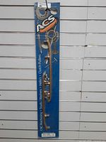 Full view of packaged ACS carbide runner on blue backing card