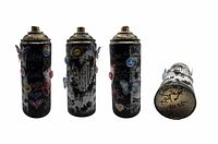 Front view showing graffiti text, hearts, butterflies and distressed paint