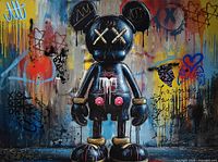 Front view of mixed media artwork showing entire composition