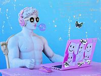 Full view of mixed media canvas showing entire composition