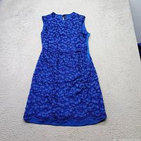 Front view of blue lace Zara dress