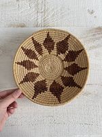 Full view of woven basket front showing pattern