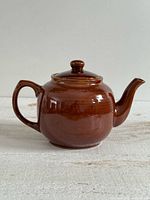 Profile view showing full teapot, handle, lid and spout