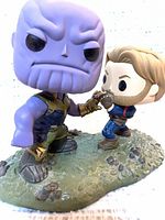 Front angle of Funko Pop diorama showing both characters and terrain base