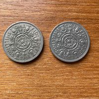 Both coins obverse showing 1961 and 1967 dates