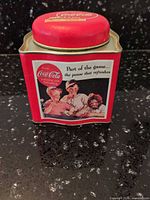 Front view showing baseball player graphic and slogan