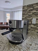 Front view of Sunbeam espresso machine on countertop