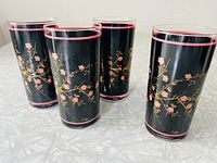 Four matching Cutler Cherry Blossom glasses front view
