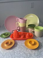 All 11 pieces arranged together showing colours and types