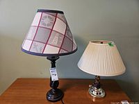 Both table lamps showing bases and shades