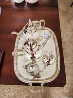 Top view of complete five-piece set on tray