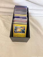 Cards organized in black storage box