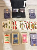 All decks, spread of cards, open card case
