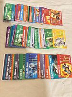 Spread of stacked Skylanders Giants cards showing various characters and colored fronts