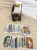 Overview of cards spread out and box behind