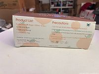 product list on side of BaebeeBum box detailing contents and specifications