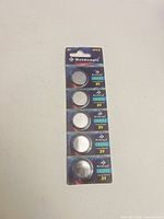 Front of sealed 5-pack Beidongli CR2032 batteries