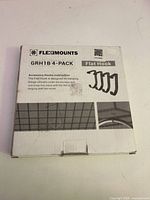 Front of unopened Fleximounts GRH1B 4-Pack Flat Hook box