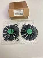 Two GPU fans with bubble wrap and box