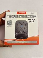 Front of boxed Mix Master 7-in-1 converter showing product image and compatibility list