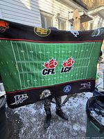 Green field-design CFL blanket showing size and logos